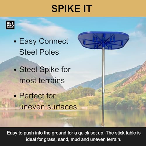 OLPRO | Portable Camping Table with Spike | Lightweight & Foldable Outdoor Table, 44cm Tall with Anti-Slip PVC Top, Perfect for Camping, Beach, Picnics & Outdoor Dining - Image 5