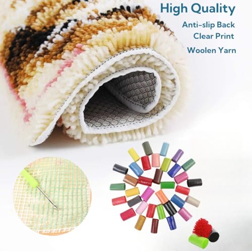 Image of Generic Cartoon White Baseball Latch Hook Rug Kit for Beginner Kids Easy Little Mat with Printed Canvas DIY Hook Making Crochet Yarn Craft Tapestry for Decoration and Gift 12x12inch, As Main Picture