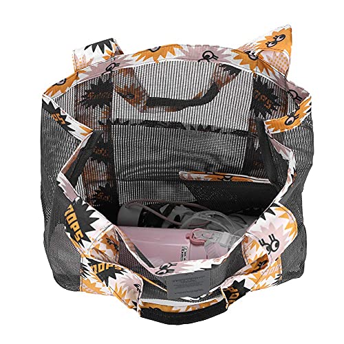 XINCHIA Mesh Beach Tote Bag Waterproof Mesh Folding Shoulder Bag Reusable Shopping Sand Toys Storage Multi-functional Carry Net Organiser for Family Holiday Picnic Swimming Pool Grocery Organizer - Image 3