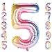 Produktbild CHANGZHONG 40 Zoll 0 to 9 in Regenbogen Nummer Folienballon Helium Zahlenballon Luftballon Riesenzahl Party Hochzeit Kindergeburtstag Geburtstag (Number 5)