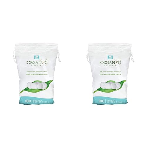 Organyc Bolas de algodón 100% orgánico para pieles sensibles, 100 unidades (paquete de 2)