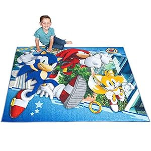 Franco Kids Room Non Slip Area Rug, 69 in x 52 in, Sonic The Hedgehog, Anime