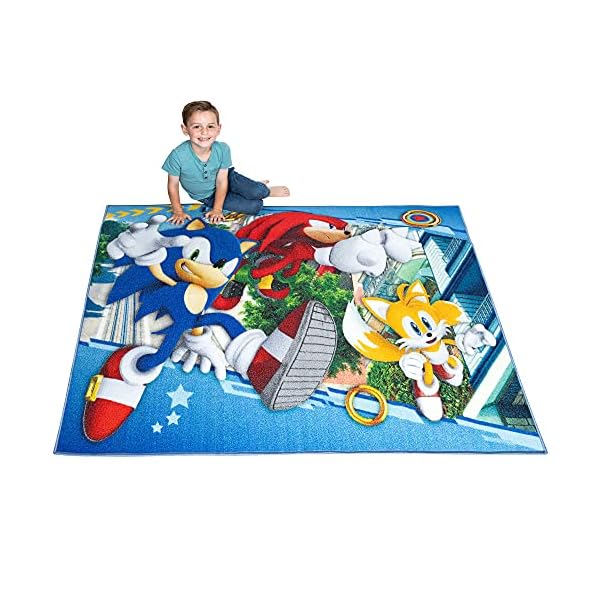 Franco Kids Room Non Slip Area Rug, 69 in x 52 in, Sonic The Hedgehog, Anime