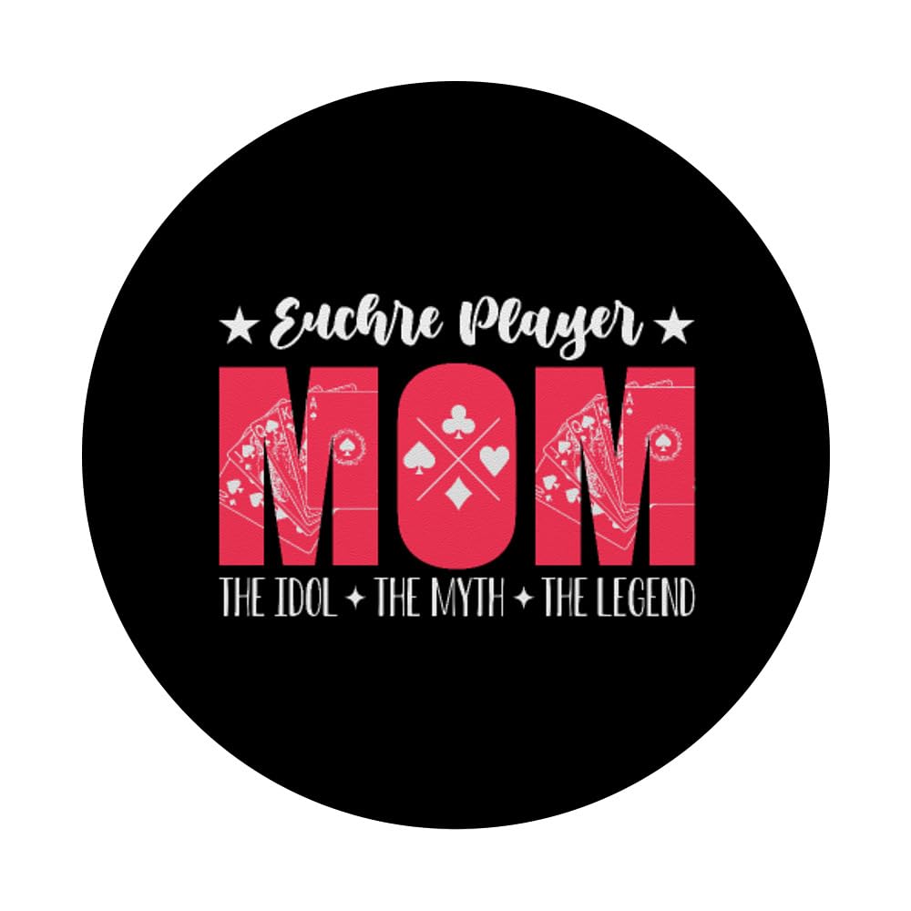 Euchre Player Mom The Idol The Myth Card Game Euchre Player PopSockets Swappable PopGrip, Black - Image 3