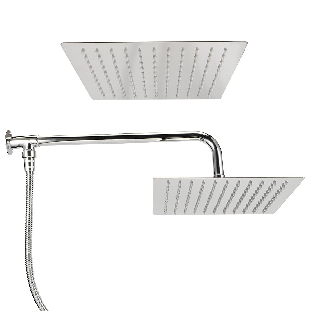 Soffione Doccia a Pioggia, Spruzzino Doccia in 304 Acciaio Inossidabile, Soffione Doccia a Cascata Quadrato Soffione Doccia a Pioggia 25 X 25 Cm