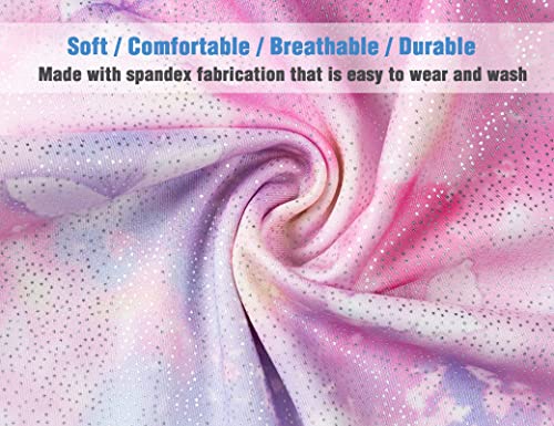Image of TENVDA Leotards for Girls Gymnastics Kids Children Biketard With Shorts Sparkly Unicorn Dance Unitards(Multiple Colors)