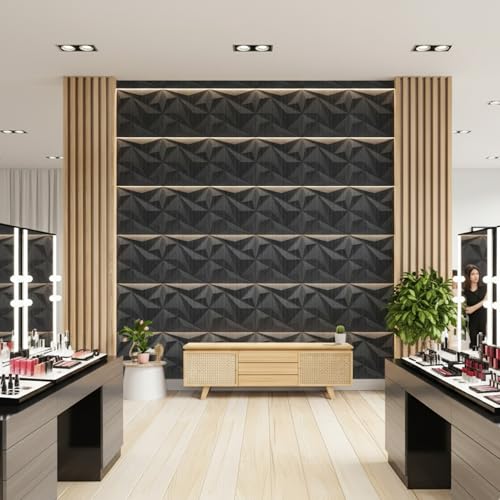 Image of Kayra Decor Wall Panels for Bedroom Alps Design, Grey Pine Wood Color 19.7 inch x 19.7 inch (Pack of 18) - Covers 48.51 Sq. Ft.