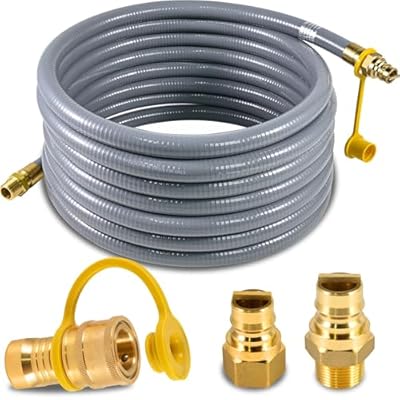 50FT 3/4" Natural Gas Hose with Quick Connect Plug, 3/4" ID Natural Gas Hose and Quick Connect Disconnect Fittings for NG/LP Propane natural gas conversion kit, Fits Generators,Grills,Fire Pits,RV