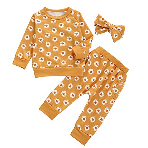 Toddler Baby Boy Girl Tie Dye Long Sleeve T-Shirt Tops Pants Set 2 Piece Fall Winter Clothes (Orange-3, 0-6 Months)