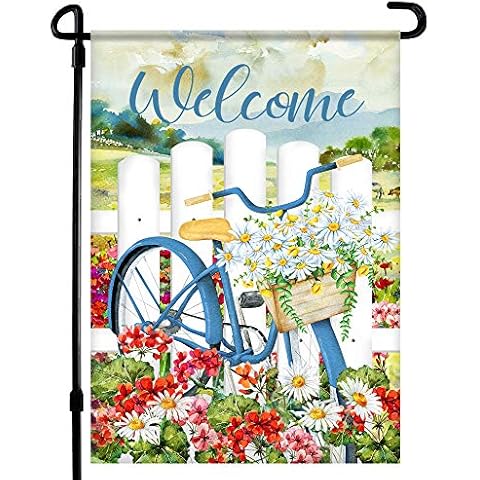 Home4Ever Spring Garden Flag - 12.5 x 18 Inch Double-Sided Hello Spring Printed Art Front Yard Decor - Seasonal Welcome Outdoor Banner for House Porch, Patio, Lawn, Deck, Door - Suits Standard Stands Cover
