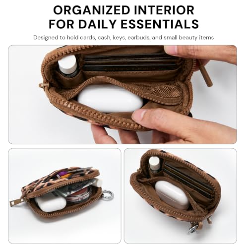 Image of YDF The Small Wristlet Wallet for Women - Water-Resistant Nylon Coin Purse with Clear ID Window, Detachable Wrist Strap & Keychain, Everyday Carry Card Case Pouch
