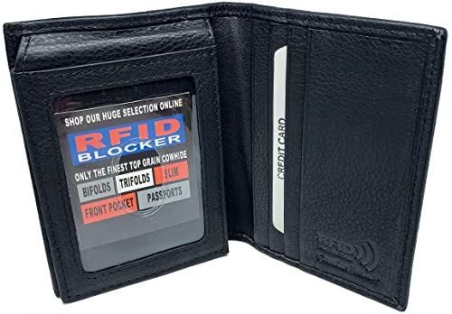 Paul and Taylor Slim Front Pocket Vertical Minimalist BiFold RFID Mens Leather Wallet w/ 1 Flip up ID Window, 10 Credit Card Slots, 2 Hidden Pockets, Currency Compartment w/Key Holder #P51255 (Black)4