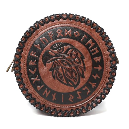 Marsupio medievale goffrato vintage pelle PU marsupio per rievocazioni storiche e feste in costume cosplay Marrone As shown