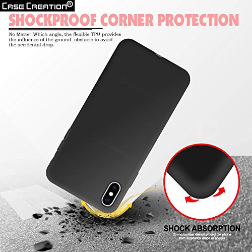 Image of Case Creation Luxurious OG Series for Apple iPhone X Case Cover,Anti-Dirty Slim Case Frosted Matte Cute Candy TPU Raised Bezel (Splash of Color) Back Cover for iPhone X -Black