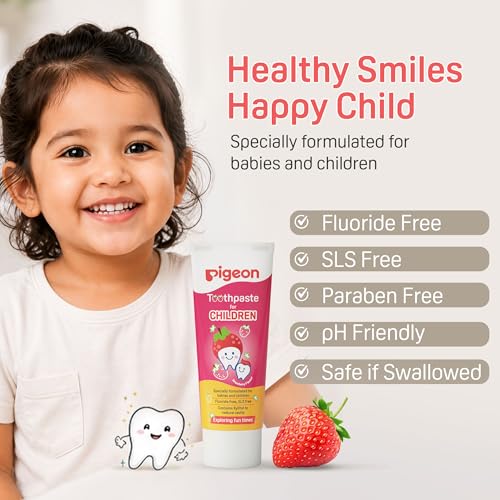 Image of Pigeon Apple & Orange Toothpaste for Babies & Kids 45 g (Pack of 3) | Fluoride & SLS Free | Colour & Paraben Free | pH-Balanced Gentle Care