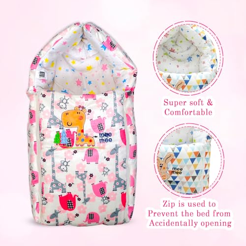 Image of Mee Mee 3 in 1 Baby Bed, Sleeping Bag & Carry Nest, Koala Bear Embroidery, Shearing Finish & Cotton Soft from Inside, Machine Washable & Portable Bassinet, 0M+, Pink
