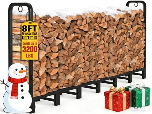 Best Firewood Racks Reviews Amagabeli 8ft Firewood Log Rack Outdoor Heavy Duty Logs Holder for Fireplace Indoor Outdoor Adjustable Wood Racks for Fire Wood Holder Metal Pile Stand Storage Stacker Organizer Black
