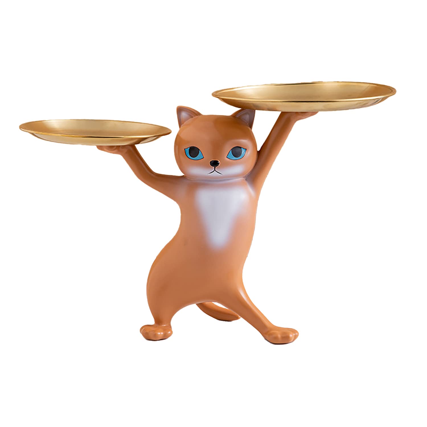 Amazon.co.jp: kanoroto 猫の置物付き小物トレー 大小2枚の金属トレー