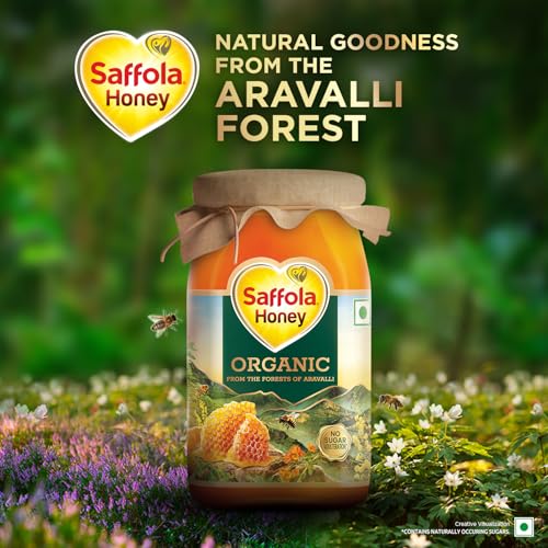 Image of Saffola Wild Forest Organic Honey, 500g, 100% Pure Wild Forest Organic Honey (Pack of 3)