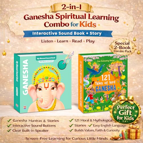 Image of Ganesha Sound and 121 Story Book Combo for Kids ; India's First Mythology Mantras Sound Book to Teach Indian Culture, Values Devotional