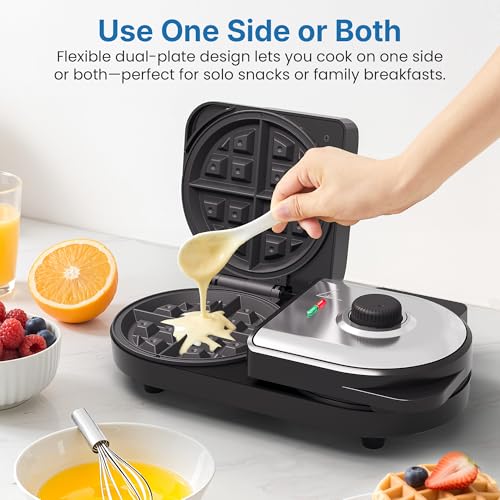 Image of Double Belgian Waffle Maker: Electric Waffle Machine with 2 Adjustable Browning Control, Nonstick Heart Waffle & Classic Waffle Iron, Easy Cleanup, Breakfast Maker with Indicator Light