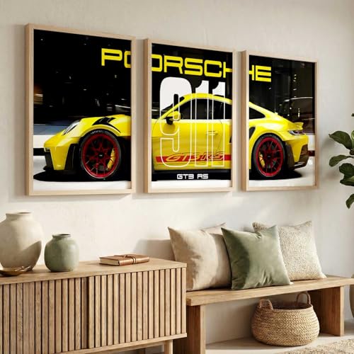 Image of kotart Big Sports Car Framed Posters Gift Items for Boys Room Wall Decoration Bedroom Living Room Office Studio Decor | Car Poster Frame for Wall Decor Set Of 3 Size (19 X 25 inch)