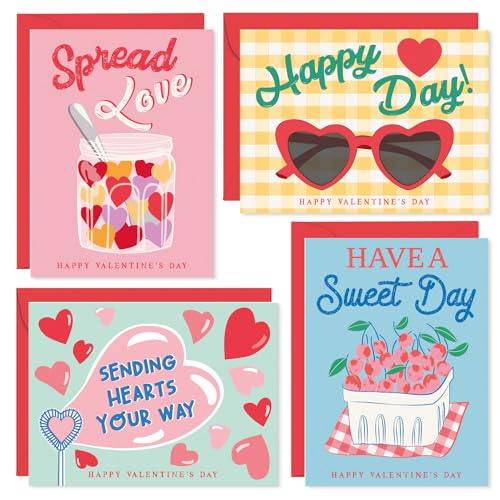 S&O Fun Happy Valentines Day Cards - Set of 24 Valentine Cards Boxed with Envelopes - Notes for...