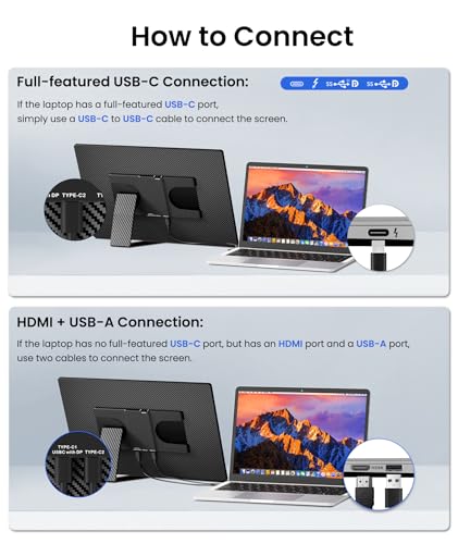 Portable Monitor, 16" 1200P FHD Laptop Screen Extender, Detachable Horizontal/Vertical Monitor, Plug & Play Dual Travel Monitor Build-in Speaker for Laptop/Mac/Windows - Image 5