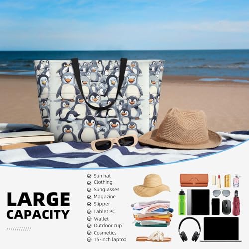 Sac fourre-tout de voyage mode grand format à motif mignon pingouins