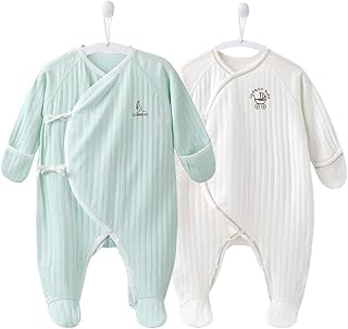 COBROO Baby,Clothing,Baby Boys 0-24m,Bodysuits & One-Pieces,Footies COBROO 100% Cotton Newborn Sleeper Baby Footed Pajamas with Mittens Baby Pjs 3-6 Months 2 Pack