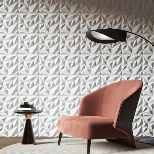 Image of Art3d 100 Pack Decorative 3D Wall Panels, 97 Sq.Feet PVC Interior Wall Decor, 11.8 inchx11.8 inch, White