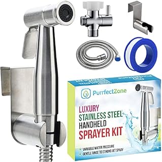 Purrfectzone Bidet Sprayer for Toilet, Handheld Sprayer Kit, Hand Held Bidet, Cloth Diaper Sprayer Set - Easy to Install - Stainless Steel