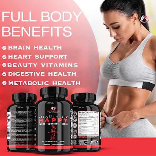 THE ENCLARE NUTRITION Vitamin B12 - B Complex Vitamins Supplement-Energy Metabolism, Nervous System Support, Brain, Heart, Tissue Health with Vitamin C & B(1,2, 3,5,6,7,8,9,12) Vegan Max Strength (3) - Image 5