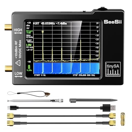 Portable TinySA Spectrum Analyzer,SEESII Upgraded V0.3.1 Handheld Tiny Frequency Analyzer 100kHz to 960MHz MF/HF/VHF UHF Input,Signal Generator with 2.8 inch Touch Screen with ESD Protect Function