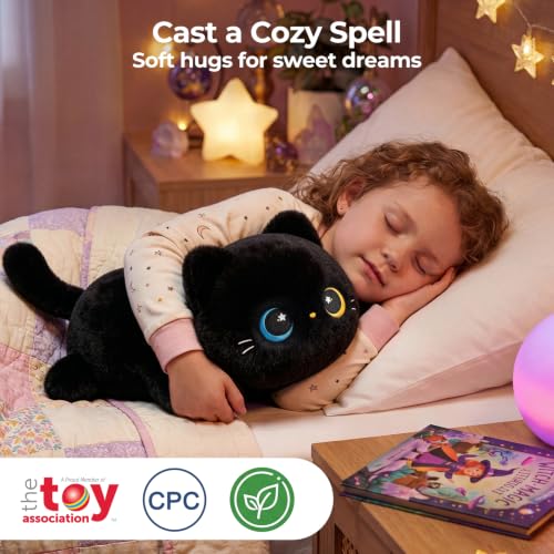 Image of Mewaii Odd-Eyed Black Cat Plush Pillow, Squishy & Huggable Kawaii, 13 in