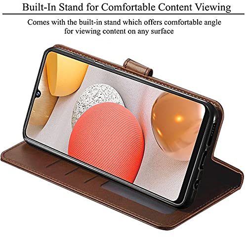 Image of TheGiftKart Flip Back Cover Case for Samsung Galaxy M42 5G | Dual-Color Leather Finish | Inbuilt Stand & Pockets | Wallet Style Flip Back Case Cover for Samsung M42 5G (Faux Leather, Brown & Coffee)