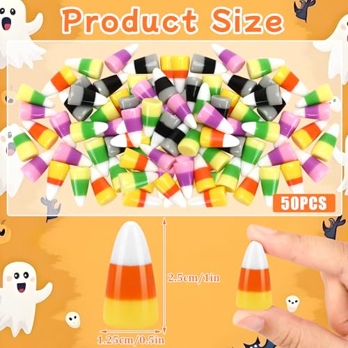 Image of JUNEBRUSHS 50 Pcs Halloween Resin Corn for Halloween Party Crafts Decorations