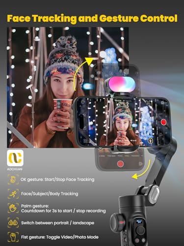 Professional 3-Axis Gimbal Stabilizer for Smartphone w/RGB Fill Light Extension Rod OLED Display Wireless Charging for iPhone 15 14 13 Pro/Max Galaxy S22 TikTok YouTube (Smart X Pro Combo1) - Image 3