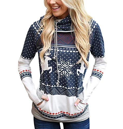 Felpe Natalizie Donna Cappuccio Pullover Natalizio...