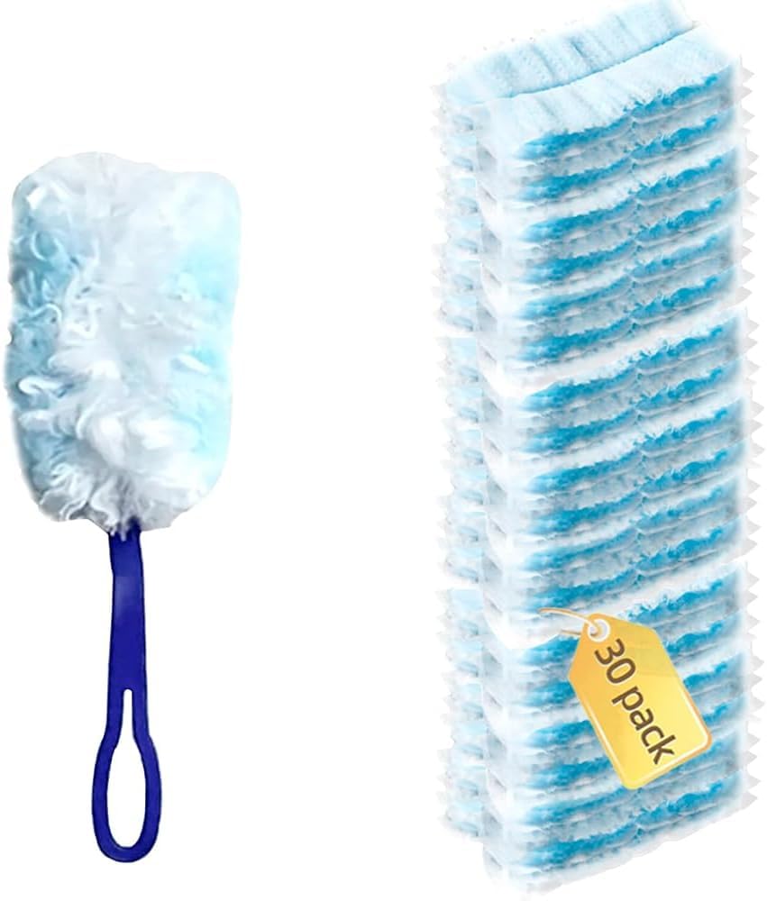 30 Stück Staubmagnet Nachfüllpack mit 1 Griff für Swiffer, Duster Nachfüllpack Staubwedel Set für Reinigung, Gegen Staub, Allergene, Tierhaare