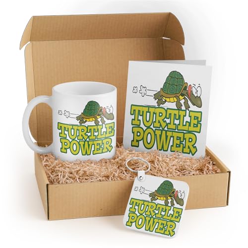 3dRose Cute Turtle Gift Set for Kids - Mug, Keychain, and Card - Perfect for Birthdays, Holidays, and Teacher Appreciation