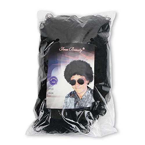 Image of FREE BEAUTY Fluffy Afro Synthetic Clown Wig for Men Women Cosplay Anime Christmas Party Halloween Fancy Funny Wigs (Black)