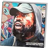 Famous Popart Gallery カニエ・ウェスト カリスマアートパネル 木製 壁掛け ポスター インテリア (51*51cm 特大サイズ)