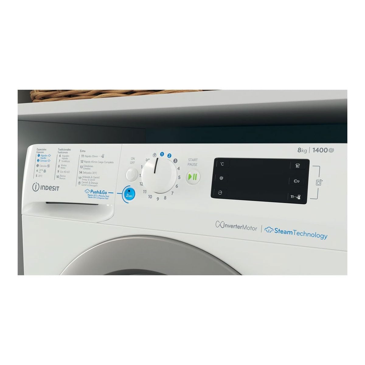 Lavadora frontal Indesit de 8 kg y 1.400 rpm - BWE 81496X WSV SPT