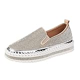 Women's Rhinestones Glitter Slip On Sneakers Women Rhinestone Platform Loafers Glitter Fashion Slip-