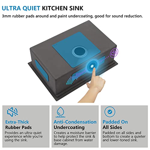 Image of 30 inchx18 inch Undermount Kitchen Sink - 16 Gauge 304 Stainless Steel, Ledge Workstation Under Counter Round Corners Single Bowl Sink Basin