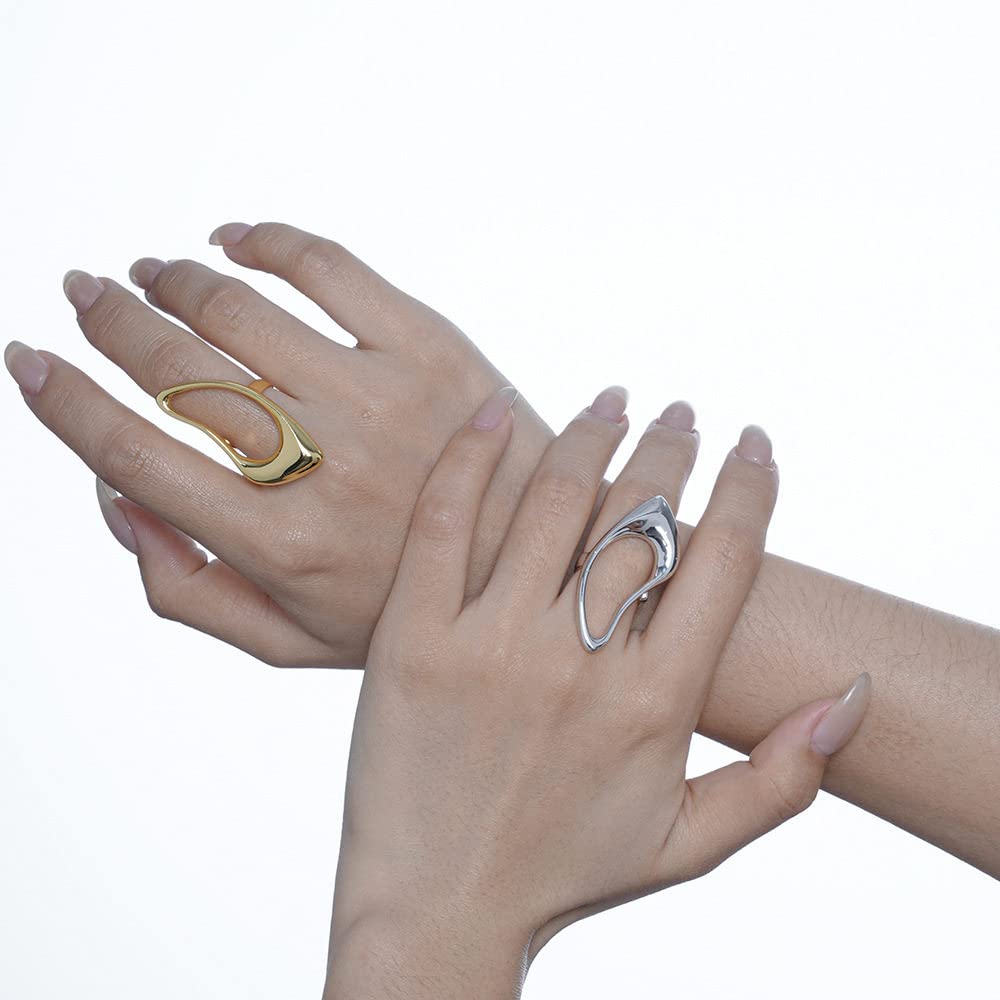 Anello In Argento Sterling 925,Anelli Regolabili Per Donna Grande Forma A Goccia In Argento Sterling 925 Traforato Esagerazione Geometrica Anelli Eternity Fedi Nuziali Placcate Oro Anelli Di Promess
