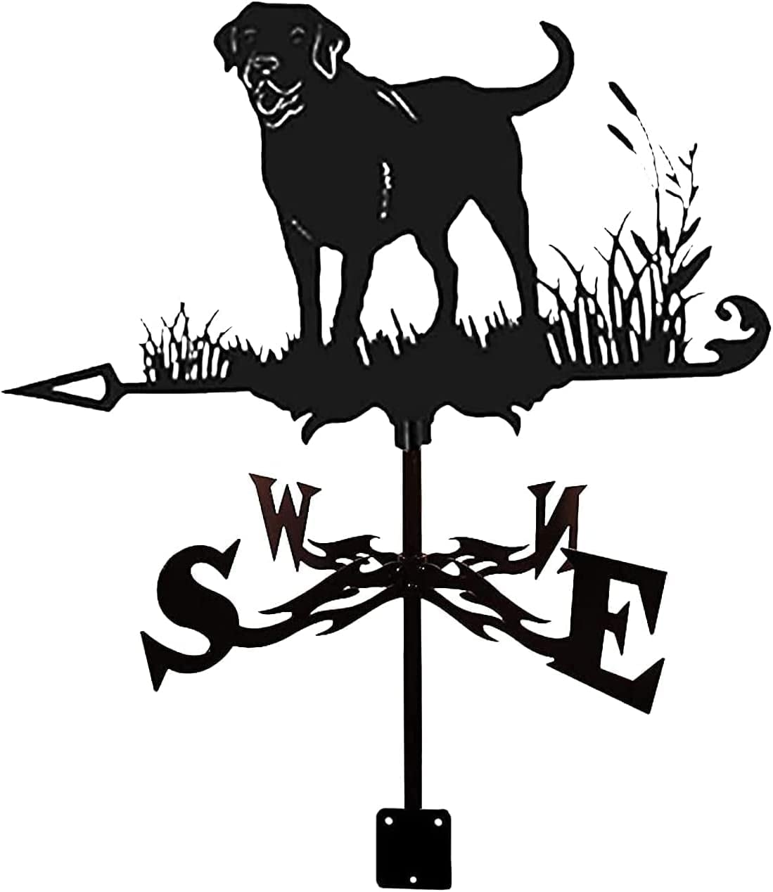 Black Weather Vane Labrador Weathervane Hound Dog Silhouette Wind Vane Weathercock Measuring Tools With Anti-Rust Coating For Outdoor Animal Bracket Decor Craft