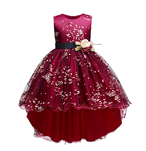 USEMPER Satin Flower Girl Dress Big Kids Graduation Dress Teen Pageant Dress Fancy Girls Flower Dresses Ball Gowns for Girls Princess Gown with Train Size 11T 12T Years(Rose 160)