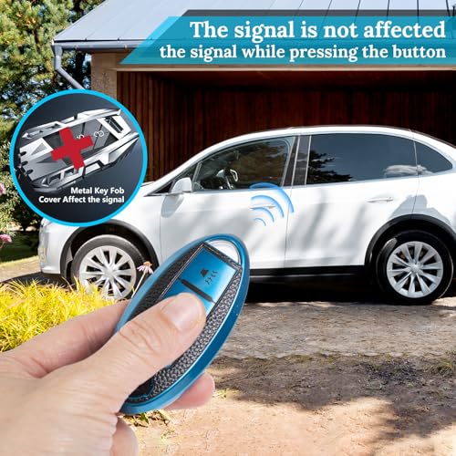Image of Key Fob Cover for Nissan Kicks, Braided Loop Keychain Case, Blue